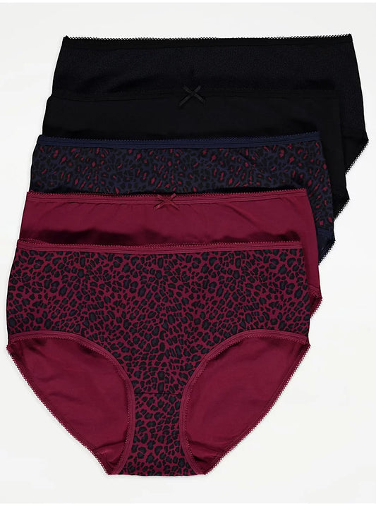 Animal Print Midi Knickers 5 Pack