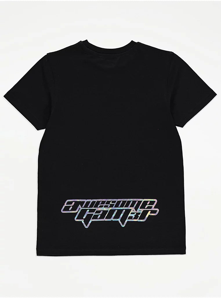 Black Foil Awesome Gamer T-Shirt and Shorts Outfit