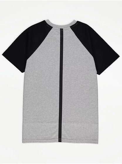 Grey color block jersey T-shirt