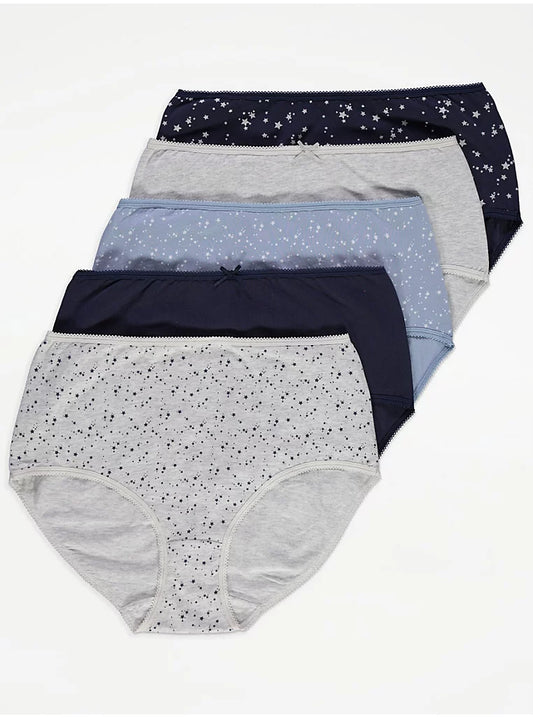 Star Full Brief Knickers 5 Pack