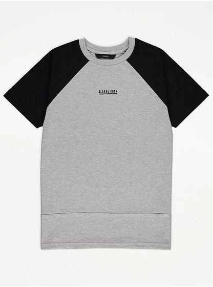 Grey color block jersey T-shirt