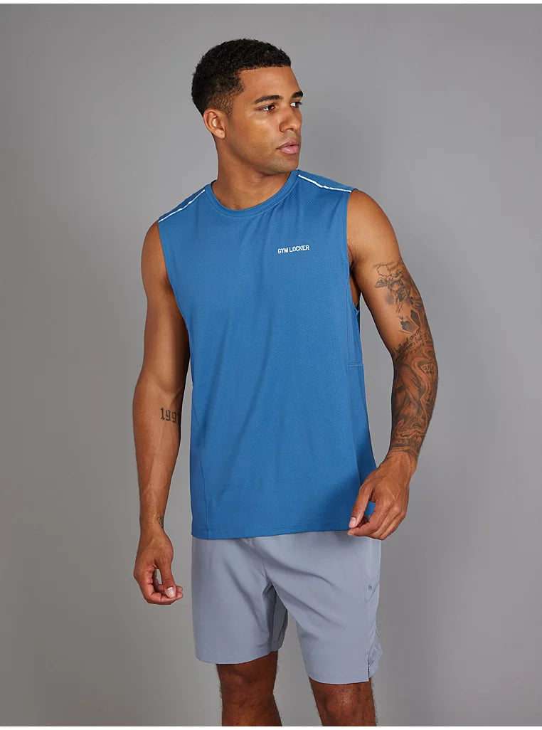 Gym Locker Blue Longline Quick Dry Vest