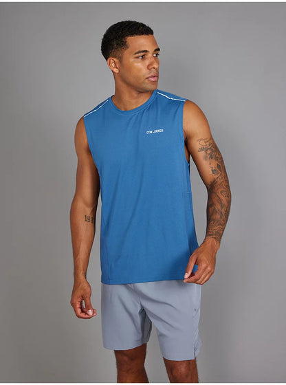 Gym Locker Blue Longline Quick Dry Vest